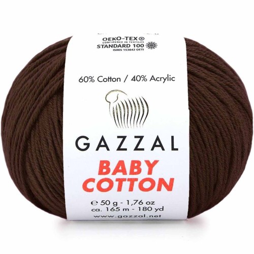 Włóczka Gazzal Baby Cotton 3436 ciemny brązowy