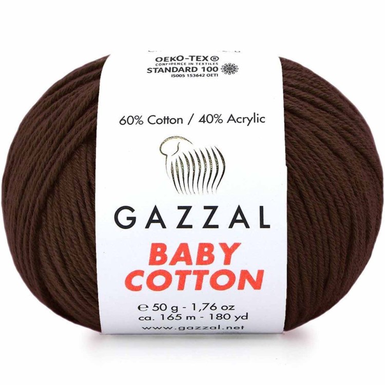 Włóczka Gazzal Baby Cotton 3436 ciemny brązowy