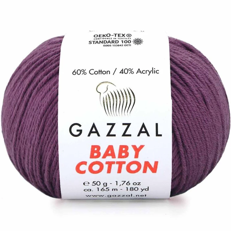 Włóczka Gazzal Baby Cotton 3441 śliwkowy