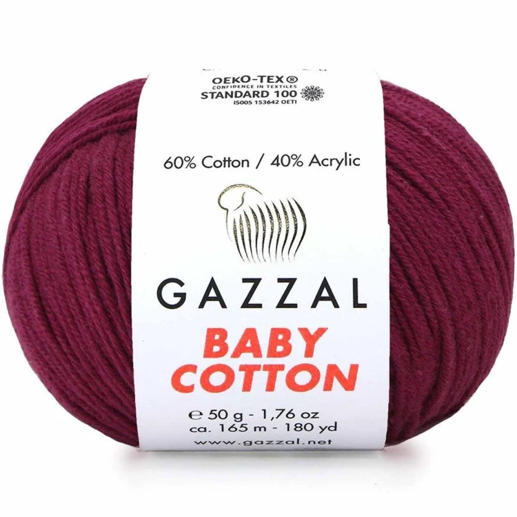 Włóczka Gazzal Baby Cotton 3442 bordowy