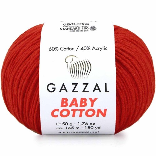 Włóczka Gazzal Baby Cotton 3443 czerwony