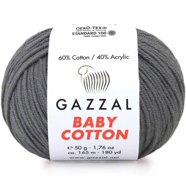 Włóczka Gazzal Baby Cotton 3450 ciemny szary