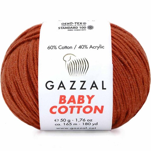 Włóczka Gazzal Baby Cotton 3453 ceglany