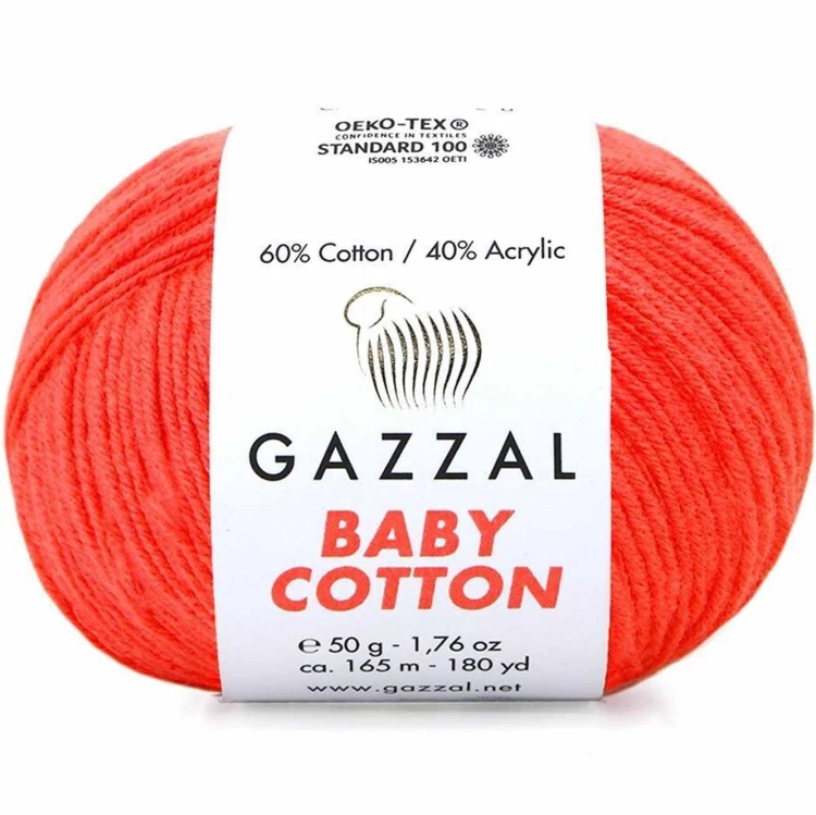 Włóczka Gazzal Baby Cotton 3459 neonowy pomarańczowy