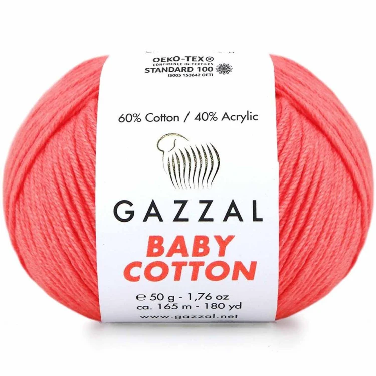 Włóczka Gazzal Baby Cotton 3460 neonowy koralowy