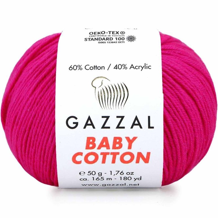 Włóczka Gazzal Baby Cotton 3461 neonowy różowy
