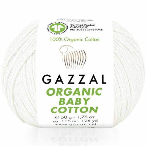 Włóczka Gazzal Organic Baby Cotton 415 biały
