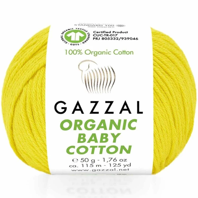 Włóczka Gazzal Organic Baby Cotton 420 żółty