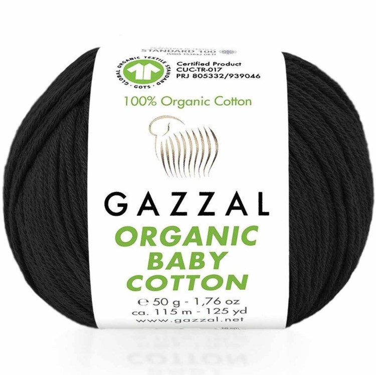 Włóczka Gazzal Organic Baby Cotton 430 czarny