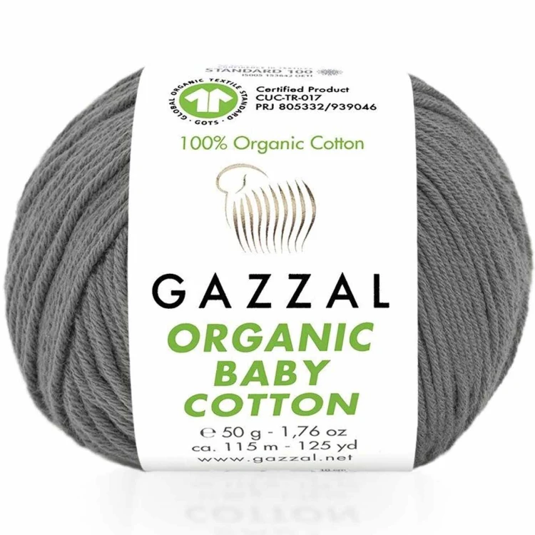 Włóczka Gazzal Organic Baby Cotton 435 ciemny szary