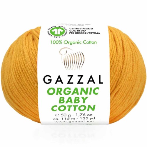 Włóczka Gazzal Organic Baby Cotton 447 musztarda