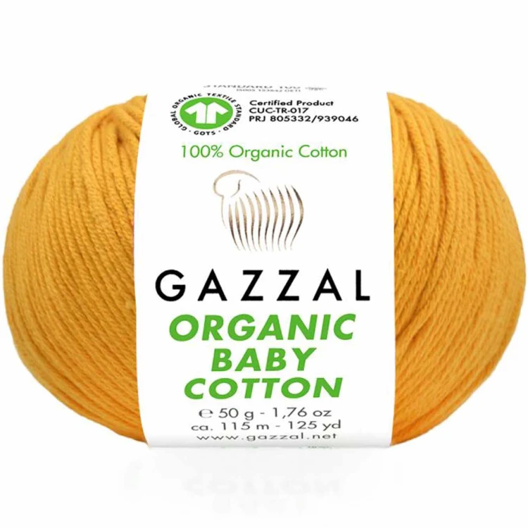 Włóczka Gazzal Organic Baby Cotton 447 musztarda