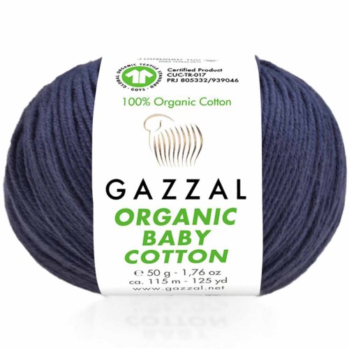 Włóczka Gazzal Organic Baby Cotton 450 granatowy