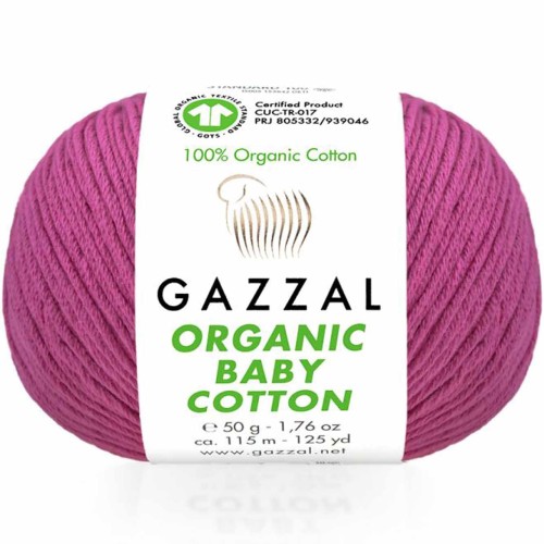 Włóczka Gazzal Organic Baby Cotton 454 fuksja