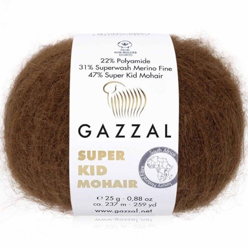 Włóczka Gazzal Super Kid Mohair 64400 brązowy
