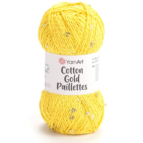 Włóczka YarnArt Cotton Gold Paillettes 7106 żółty