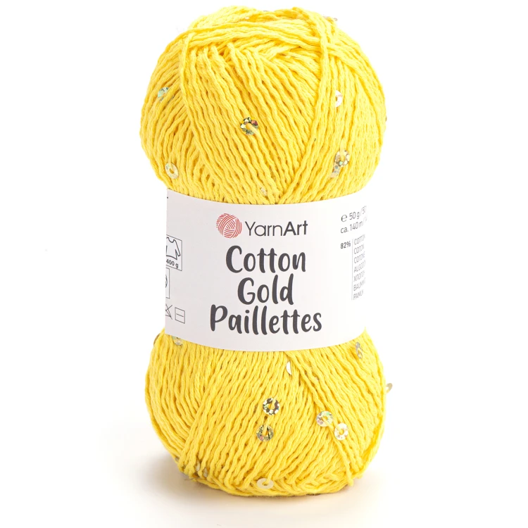 Włóczka YarnArt Cotton Gold Paillettes 7106 żółty