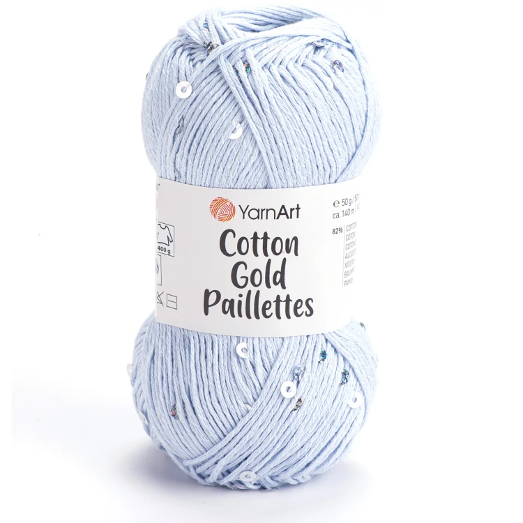 Włóczka YarnArt Cotton Gold Paillettes 7109 błękitny