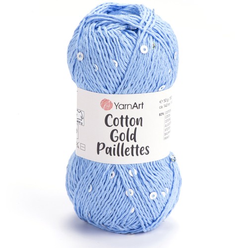 Włóczka YarnArt Cotton Gold Paillettes 7110 niebieski
