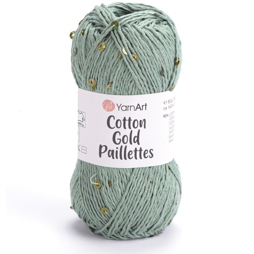 Włóczka YarnArt Cotton Gold Paillettes 7113 szałwiowy