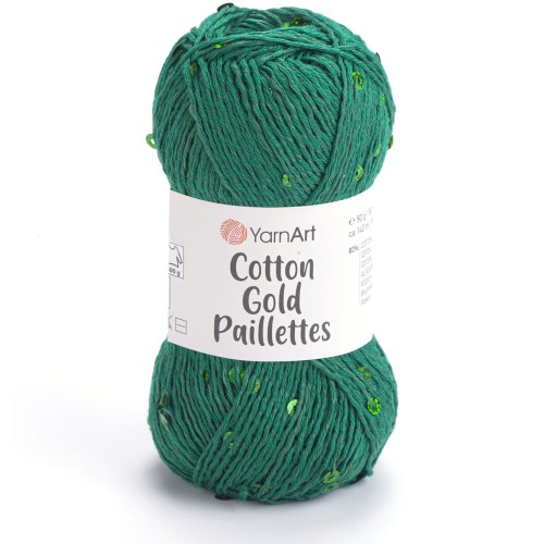 Włóczka YarnArt Cotton Gold Paillettes 7114 zielony