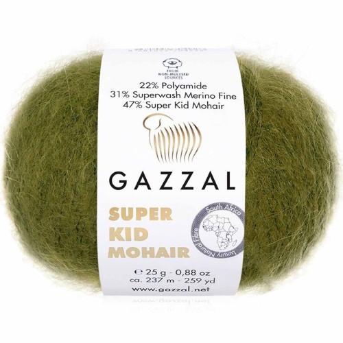 Włóczka Gazzal Super Kid Mohair 64402 khaki