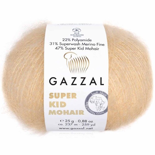 Włóczka Gazzal Super Kid Mohair 64404 ciepły beż