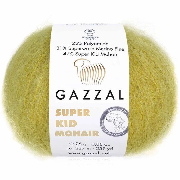 Włóczka Gazzal Super Kid Mohair 64405 limonkowy