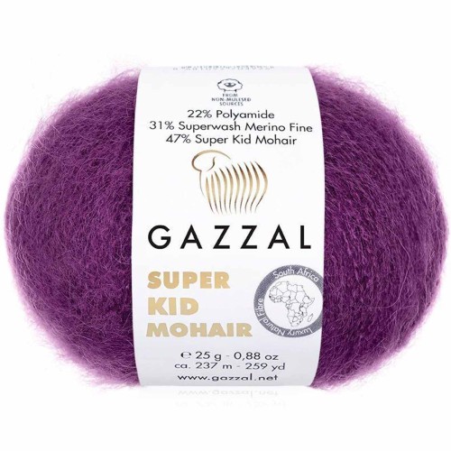 Włóczka Gazzal Super Kid Mohair 64410 fioletowy