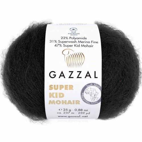 Włóczka Gazzal Super Kid Mohair 64409 czarny