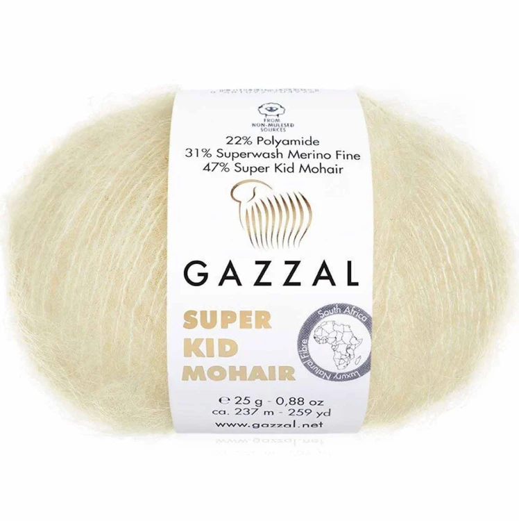 Włóczka Gazzal Super Kid Mohair 64408 kremowy