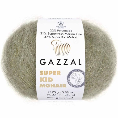 Włóczka Gazzal Super Kid Mohair 64407 zielonoszary