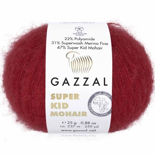 Włóczka Gazzal Super Kid Mohair 64416 czerwony