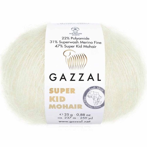 Włóczka Gazzal Super Kid Mohair 64414 ecru