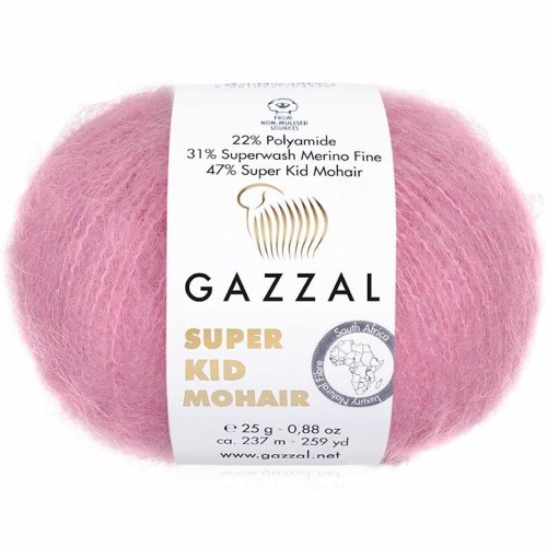 Włóczka Gazzal Super Kid Mohair 64412 brudny róż