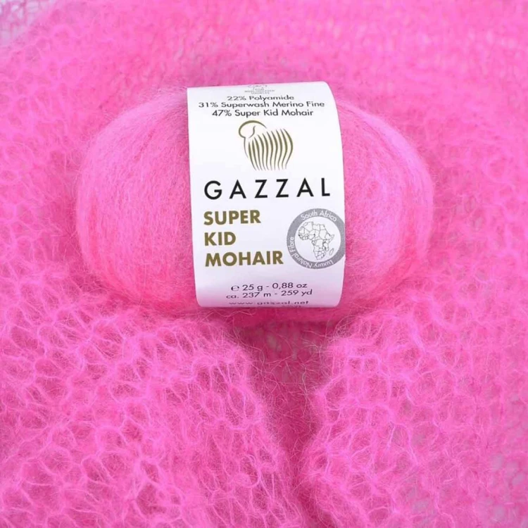 Włóczka Gazzal Super Kid Mohair 64421 ciemny róż