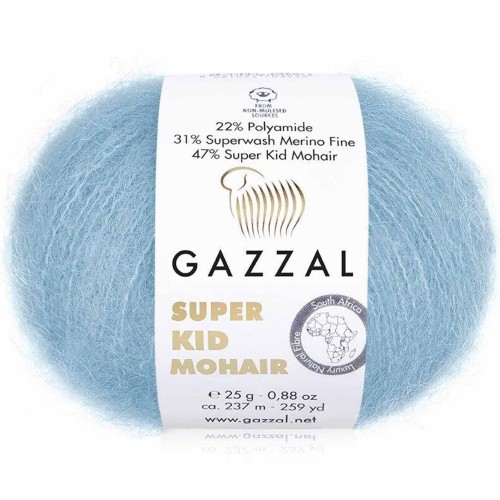Włóczka Gazzal Super Kid Mohair 64420 błękitny