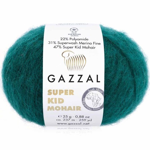 Włóczka Gazzal Super Kid Mohair 64418 morska zieleń