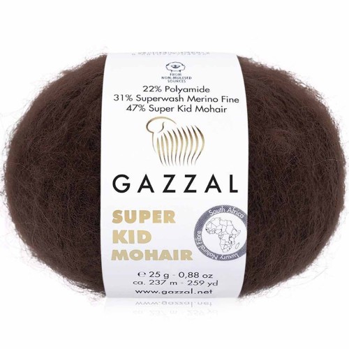 Włóczka Gazzal Super Kid Mohair 64426 ciemny brąz