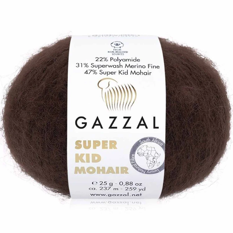 Włóczka Gazzal Super Kid Mohair 64426 ciemny brąz