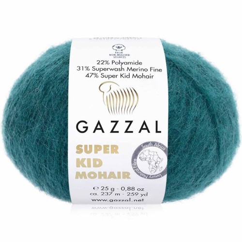 Włóczka Gazzal Super Kid Mohair 64425 turkusowy
