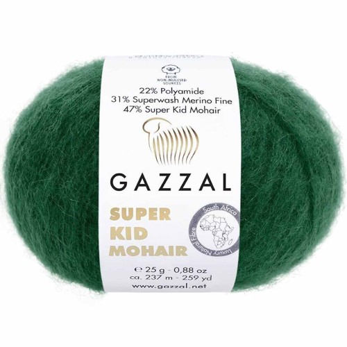 Włóczka Gazzal Super Kid Mohair 64424 zielony