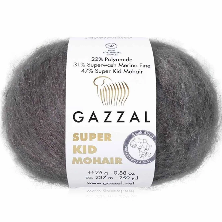 Włóczka Gazzal Super Kid Mohair 64432 grafitowy