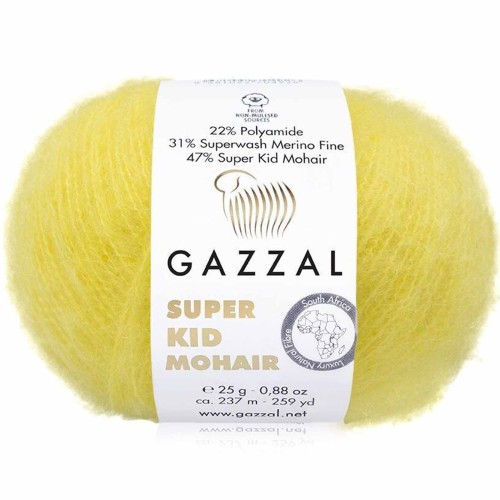 Włóczka Gazzal Super Kid Mohair 64431 cytrynowy