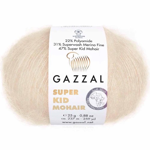 Włóczka Gazzal Super Kid Mohair 64436 jasny beż