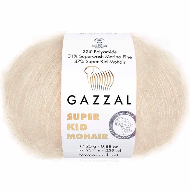 Włóczka Gazzal Super Kid Mohair 64436 jasny beż