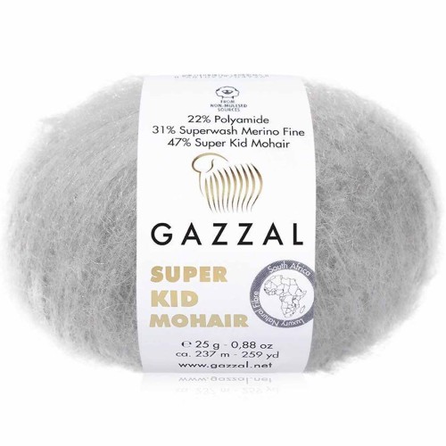Włóczka Gazzal Super Kid Mohair 64435 jasny szary