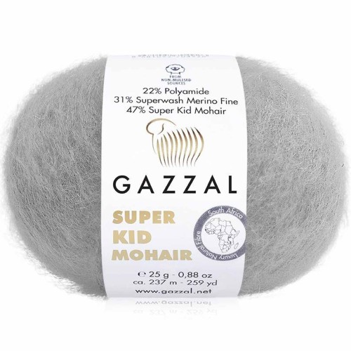 Włóczka Gazzal Super Kid Mohair 64434 szary