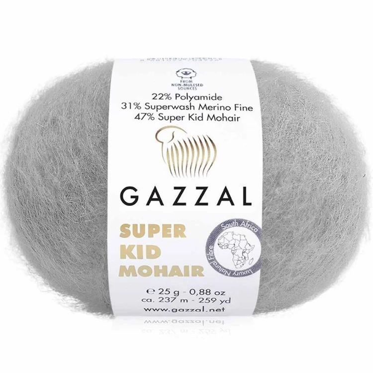 Włóczka Gazzal Super Kid Mohair 64434 szary