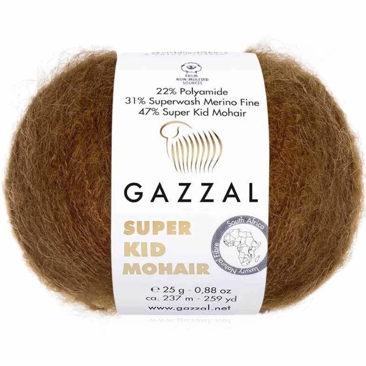 Włóczka Gazzal Super Kid Mohair 64401 jasny brąz